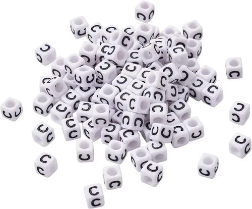 Miniatura 39 de FASHEWELRY 300 cuentas cúbicas de acrílico con números cuadrados mezclados del 0 al 9, cuentas de acrílico blanco de 0.236 x 0.236 pulgadas
