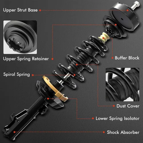 Miniatura 2 de A-Premium Conjunto completo de puntal y muelle helicoidal delantero compatible con Hyundai Elantra 2011-2016, sedán, juego de 2 piezas