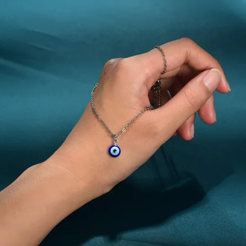Miniatura 2 de PPJew Collar con dije de amuleto de ojos azules, collar con dije de amuleto de ojo turco con protección de cábala, ajustable, delicada, joyería