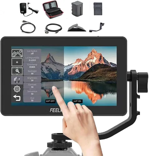 FEELWORLD F6 Plus V2 DSLR Camera Field Monitor Touch Screen 6 Inch 4K HDMI 3D IPS FHD1920x1080 Support Type-C Input,Video Monitor Focus Assist with