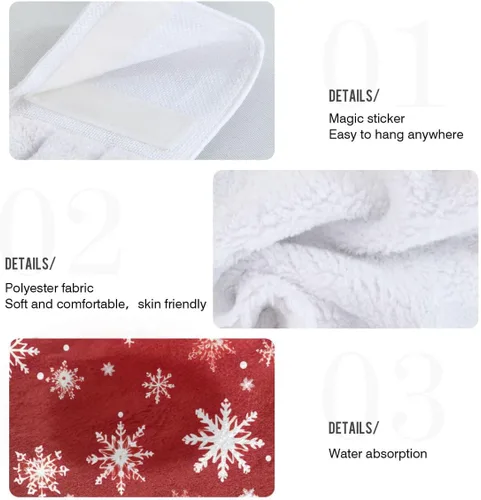 Miniatura 5 de ALAZA Toalla de mano de cocina con copos de nieve roja con copos de nieve, 2 toallas colgantes para decoración del hogar, toallas de tela suave