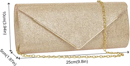 Miniatura 7 de Larcenciel Bolsos de mano para mujer, bolsa de noche brillante con cadena desmontable