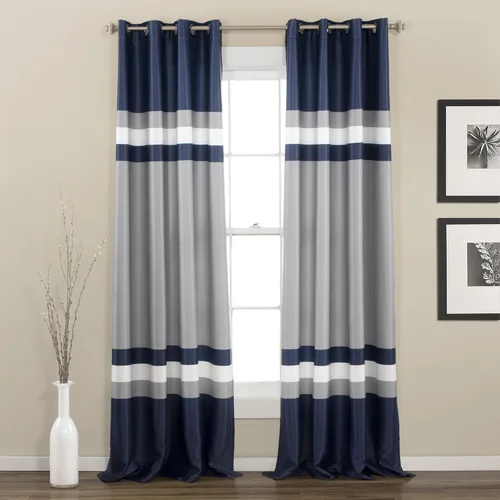 Lush Decor Alexander - Par de paneles de cortinas para ventana con filtro de luz, 52 pulgadas de ancho x 84 pulgadas de largo, color azul marino