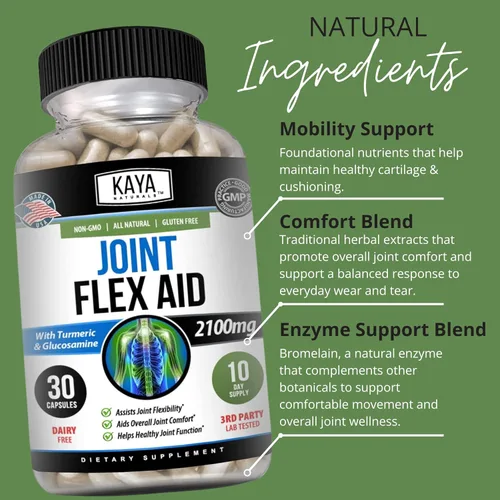 Miniatura 5 de Kaya Naturals Mobility Flex Aid - Suplemento de apoyo de movilidad para hombres y mujeres - Cápsulas de cúrcuma con sulfato de glucosamina
