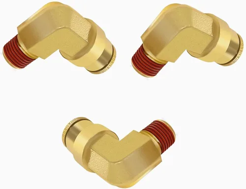 Miniatura 10 de Siptenk Codos de 1/2" DOT de latón DOT de aire de conexión rápida DOT accesorios de línea de aire DOT 5 piezas, tubo de 1/2" OD x rosca NPT de 3/8