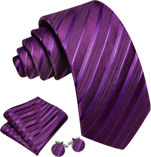 Miniatura 178 de Barry.Wang Juego de corbatas para hombre, corbata de seda a rayas, tejido a cuadros, gemelos formales, negocios, boda