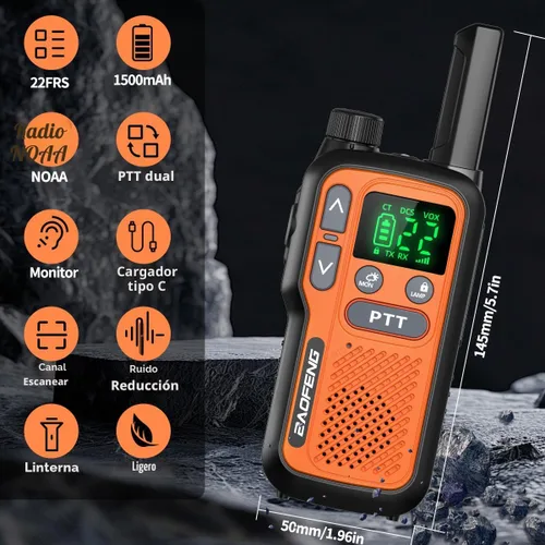 Miniatura 2 de Walkie Talkies de largo alcance para adultos, Walkie Talkie recargable 22 FRS NOAA Family Walky Talky Radio de 2 vías con auricular Dual PTT 1500mAh