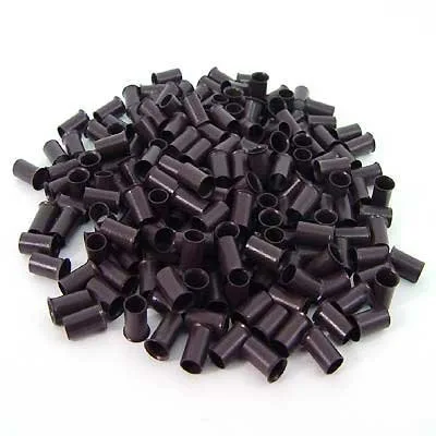 200 piezas de tubos de cobre de 0.138 pulgadas de color marrón oscuro de 0.138 pulgadas para extensiones de cabello humano con punta I