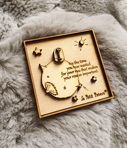 Miniatura 2 de The Little Prince Wood Engraved 3D Magnet - n.3 Rose - multi-layered
