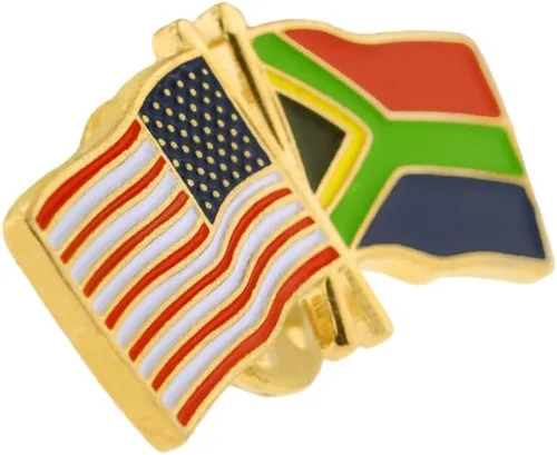 Miniatura 101 de PinMart Pin de solapa esmaltado con bandera de la amistad cruzada de Estados Unidos y el mundo