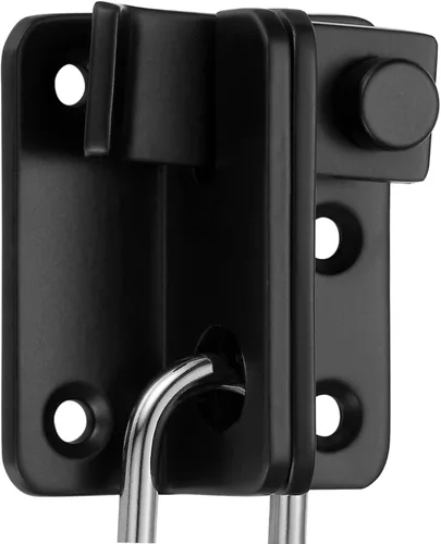 Miniatura 3 de INIRET 2 paquetes de pestillos abatibles, 60 mm x 54 mm, candado de puerta de granja de acero inoxidable negro engrosado y resistente, pestillo