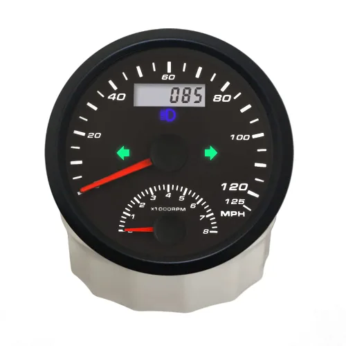 Miniatura 2 de ELING Tacómetro GPS de 3.346 in y 125 MPH con velocímetro GPS de 0 a 8000 rpm, antena, kilometraje, luz de fondo ámbar 12 V/24 V