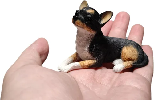 1 mini estatuilla de resina de Chihuahua de 2 pulgadas, mini regalos conmemorativos para perros, figuras de perro, decoración de automóvil, Negro