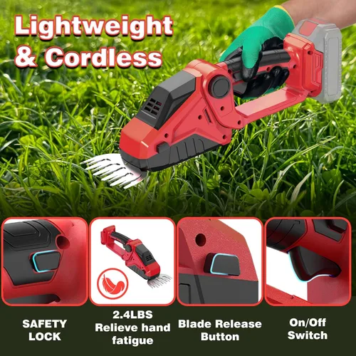 Miniatura 6 de Cortasetos inalámbrico para batería Milwaukee M18 (sin batería), mini tijeras de césped inalámbricas de 2200 RPM, cortasetos eléctrico de mano 2