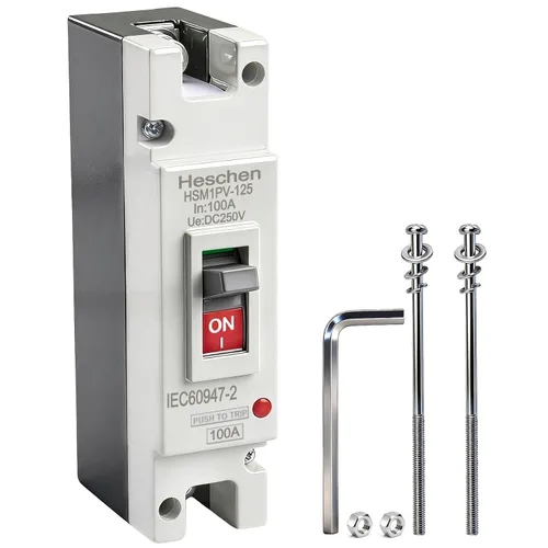 Miniatura 15 de Heschen 63A DC250V, disyuntor de caja moldeada CC MCCB, 1 polos, HSM1PV-125, disyuntor fotovoltaico, para sistema solar fotovoltaico sistema de red