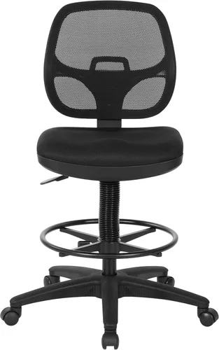 Miniatura 3 de Silla con respaldo de malla de lujo con pie ajustable, Acero inoxidable, Negro