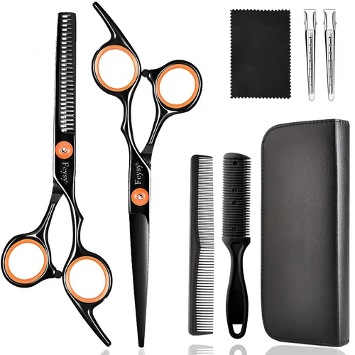 Kit de tijeras para cortar y degrafilar el cabello, kit profesional de tijeras para mezclar cabello Fcysy, tijeras de peluquero para corte de