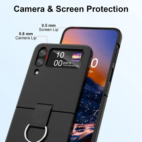 Miniatura 2 de Para Samsung Galaxy Z Flip 4 Funda Con Anillo Cubierta Protectora A Prueba De Golpes Flip Z 4 Funda Del Teléfono Para Galaxy Z Flip 4 5G 2022 - Negro