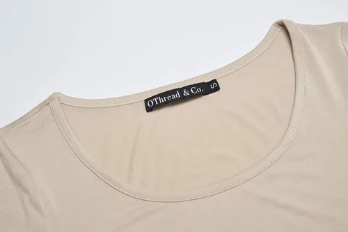 Miniatura 5 de OThread & Co. Camiseta de manga larga con cuello redondo para mujer, capa básica, de elastano