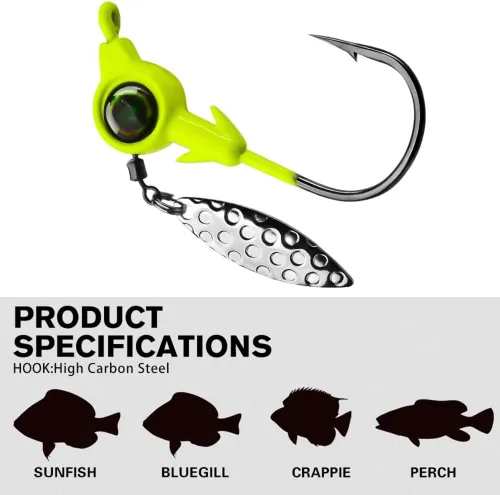 Miniatura 7 de Ganchos de cabeza de plantilla ponderados con cuchillas giratorias Swimbaits - Ganchos de manivela para señuelos de pesca suaves Cabeza de pescado