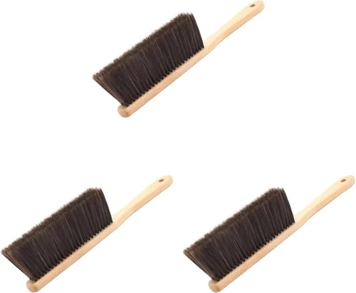 ULTECHNOVO Cepillo de barrido de cama con asa, cepillo de cerdas suaves para sofá, muebles, oficina, escritorio, limpieza, ligero, juego de 3 Marrón