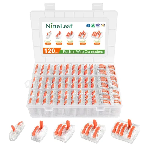 Miniatura 27 de Nineleaf Conectores de cable de palanca, conectores compactos de empalme de alambre en línea, terminales eléctricos modulares reutilizables 1 en 1