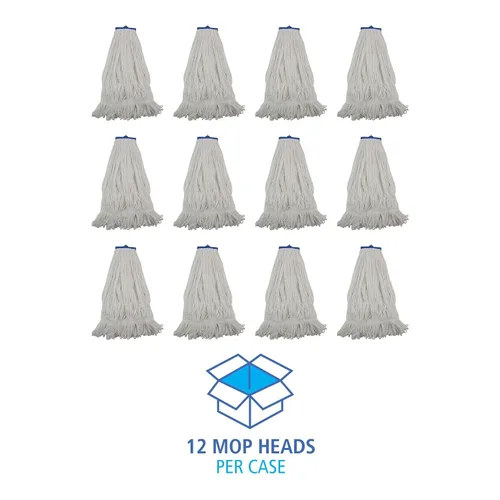 Miniatura 8 de Boardwalk BWK824R Cabeza de fregona de fibra de rayón plana de 24 oz. - Blanco (12/caja)