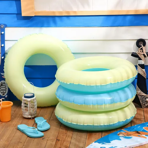 Miniatura 2 de 4 unidades de flotadores inflables para piscina para niños y adultos, tubos interiores pastel, macarrón, anillos de piscina flotadores para Amarillo