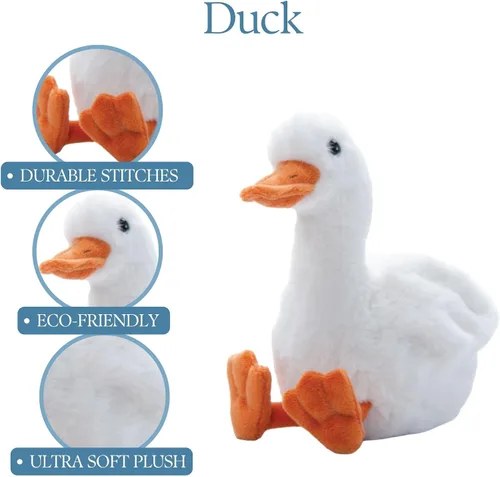 Miniatura 5 de The Petting Zoo Peluche de pato flexible, regalos para niños, animales salvajes de la vida silvestre, juguete de peluche de pato de 9 pulgadas