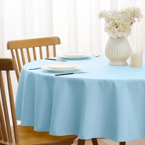 Miniatura 5 de Softalker Mantel Redondo, Impermeable y Resistente a las Manchas, Mantel de Tela Sin Arrugas, Lavable, Poliéster de 210GSM, Cubierta de Mesa
