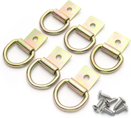 6 ganchos de anclaje de acero con anillo en D para sujeción, anillos de amarre resistentes de acero recubierto de zinc de 1/4 pulgadas para anclajes