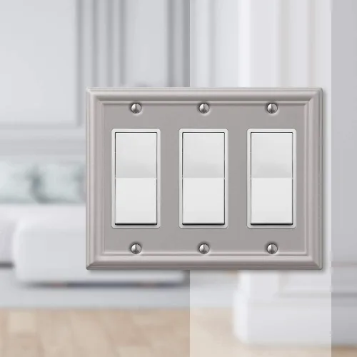 Miniatura 3 de Amerelle 149RRRBN Triple Rocker-GFCI - Placa de pared, níquel cepillado cepillado níquel