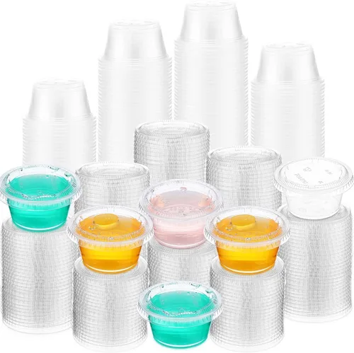 Macarrie 1000 recipientes de 2 onzas con tapas, porciones de 2 onzas, tazas de condimentos, tazas de soufflé, taza de salsa, recipiente de ensalada,
