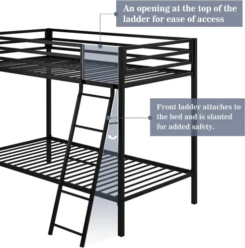 Miniatura 6 de Allewie Litera de metal tamaño individual sobre individual para jóvenes y adultos con escalera y barandilla resistente, diseño pequeño que ahorra