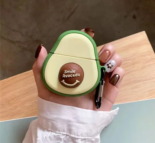 Miniatura 2 de Linda funda para Airpods, divertida y creativa 3D con forma de frutas y verduras con soporte de hebilla de anillo, funda de silicona suave a prueba
