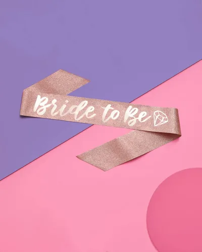 Miniatura 2 de xo, Fetti Banda de despedida de soltera con purpurina de oro rosa – Novia futura Decoraciones de despedida de soltera, despedida de soltera