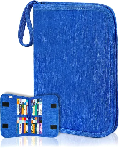 Annmore Tarjetero para tarjetas Yoto, 20 bolsillos para hasta 60 tarjetas, álbum de tarjetas intercambiables, compatible con Yugioh, MTG y otros Azul