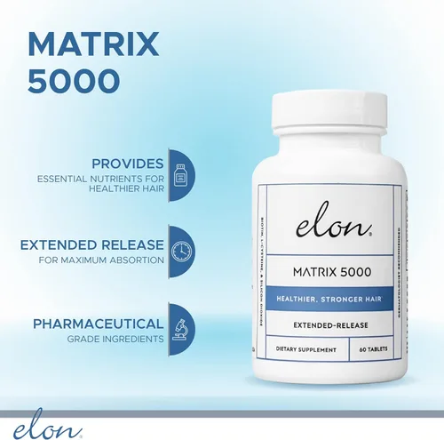 Miniatura 2 de Elon Matrix 5000 - Vitaminas de biotina de 5000 mcg para el crecimiento del cabello con liberación prolongada - Promueve un cabello sano y fuerte