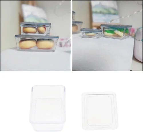 Miniatura 3 de Caja de almacenamiento de alimentos para casa de muñecas, 4 unidades, escala 1/6, 1/12, caja Bento, mini caja fresca, adorno de casa de muñecas