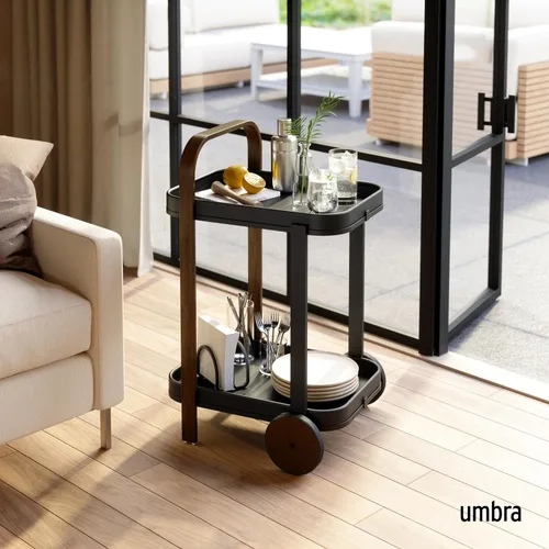 Miniatura 2 de Umbra Bellwood - Carrito de bar, carrito para servir, mesa auxiliar, nogal/negro Walniut/Negro