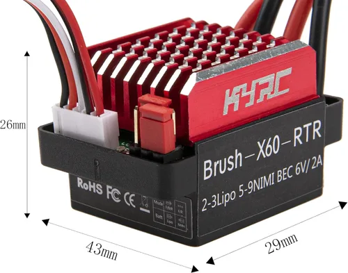 Miniatura 2 de 60A ESC RC Car Brushed ESC Controlador de velocidad eléctrico 6V/2A compatible con Traxxas TRX-4 TRX-6 D90 HSP Tamiya Redcat Axial SCX10 HPI 1/10 RC