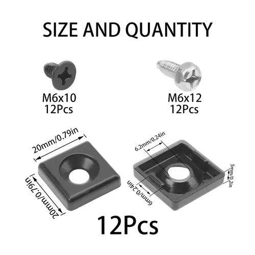 Miniatura 2 de 12 piezas de aleación de zinc serie 2020 estándar europeo perfil de aluminio tapa de extremo ranura en T accesorios de perfil de aluminio negro