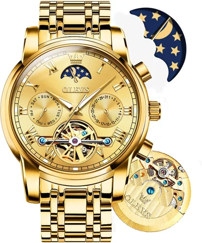 Miniatura 9 de OLEVS reloj mecánico automático reloj de cuerda automático de lujo para hombre a prueba de agua acero inoxidable