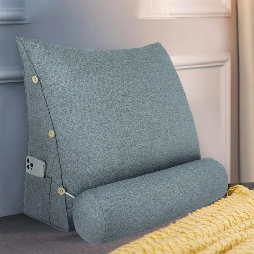 Miniatura 9 de Almohada de Cabecero de Cuña Tamaño Queen Grande Almohada de Bolster para Cama Triángulo Almohada de Lectura Almohada de Apoyo de Espalda