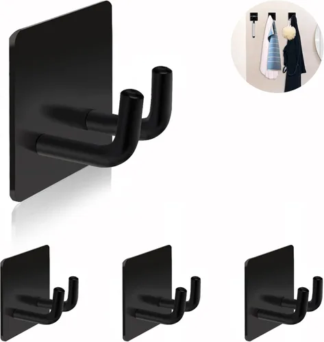 Miniatura 17 de Ganchos adhesivos resistentes, ganchos de pared autoadhesivos de acero inoxidable, ganchos adhesivos para toallas para cocina y baño, ganchos