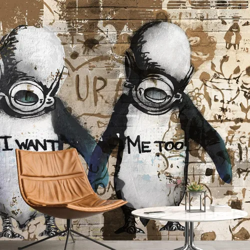 Miniatura 10 de NWT Calcomanía de pared extraíble/mural de pared estilo de dibujos animados, pintura en aerosol urbana, graffiti y arte callejero, tipografía