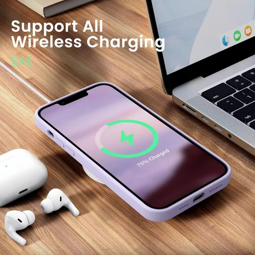 Miniatura 7 de RIZUS - Funda de silicona magnética para iPhone 13 Pro Max [compatible con MagSafe], funda delgada con forro de microfibra antiarañazos, a prueba