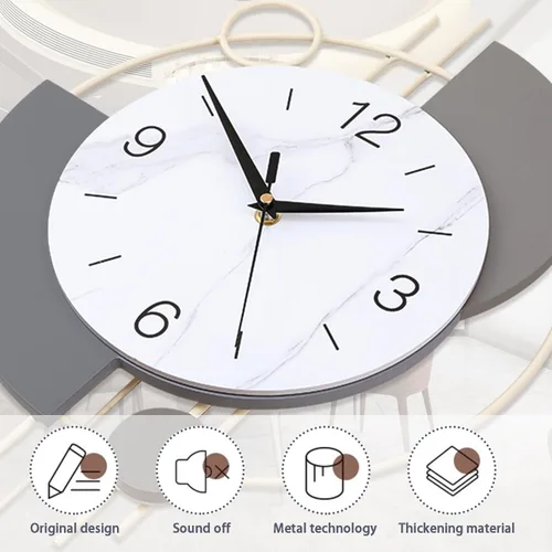 Miniatura 2 de Dankeit Reloj de pared decorativo de cuarzo silencioso con péndulo, grande para sala de estar, cocina, baño, dormitorio, 13 x 21.65 pulgadas (beige)