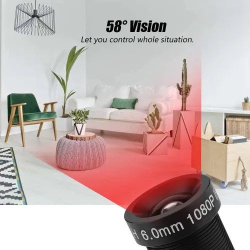 Miniatura 3 de Lente de cámara CCTV de 0.236 in, lente de seguridad IR de 2 MP con gran angular de 58°, lente de cámara IP de visión nocturna de 24 horas para CCD