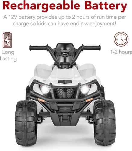 Miniatura 5 de Best Choice Products vehículo eléctrico de 12V para niños, ATV de 4 ruedas, vehículo de juguete con audio Bluetooth, velocidad máxima de 2.4 mph